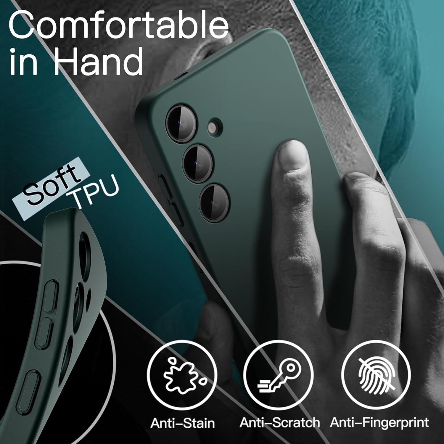 JETech Slim Fit Case for Samsung Galaxy S24 5G, Camera Lens Full Protection, Soft TPU Thin Protective Phone Cover with Matte Finish, Shockproof (Black)