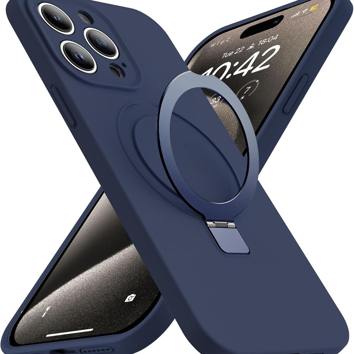 Eligo for iPhone 14 Pro Case, Compatible with MagSafe, with Magnetic Invisible Stand,【Shockproof Military-Grade Protection】Soft Silicone Phone Cover with Kickstand for Apple 14 Pro (Black)