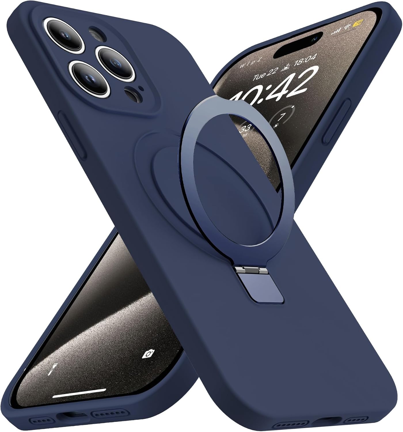 Eligo for iPhone 14 Pro Case, Compatible with MagSafe, with Magnetic Invisible Stand,【Shockproof Military-Grade Protection】Soft Silicone Phone Cover with Kickstand for Apple 14 Pro (Black)