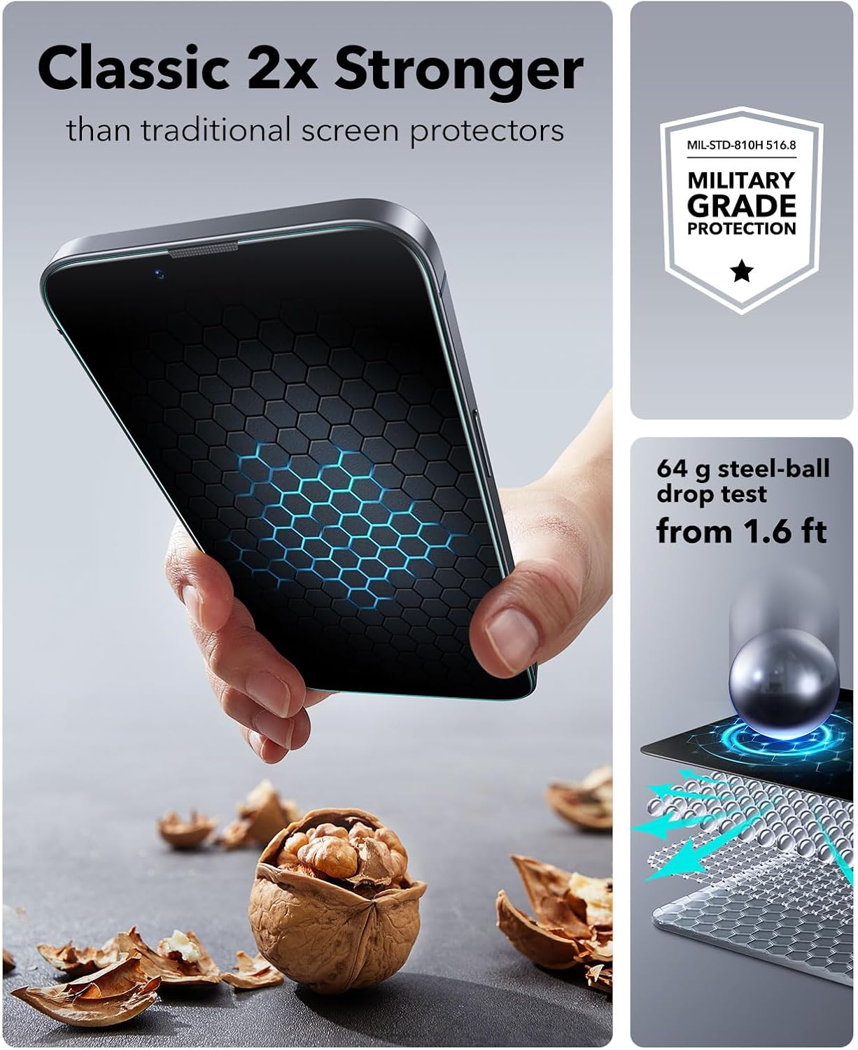 ESR 3 Pack for iPhone 17 Pro Max Screen Protectors Tempered Glass, High Clarity, 9H Hardness Scratch Resistant, Full Coverage, Military-Grade, Shatterproof, Screen Guard with Ultra Fit Tray