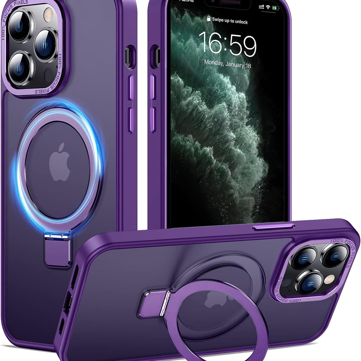 Eligo for iPhone 12 Pro Max Magnetic Case with Invisible Stand, Compatible with MagSafe Shockproof Protection Cover, Translucent Matte Slim Phone Case with Magnet for Apple 12 Pro Max (2020)(Black)