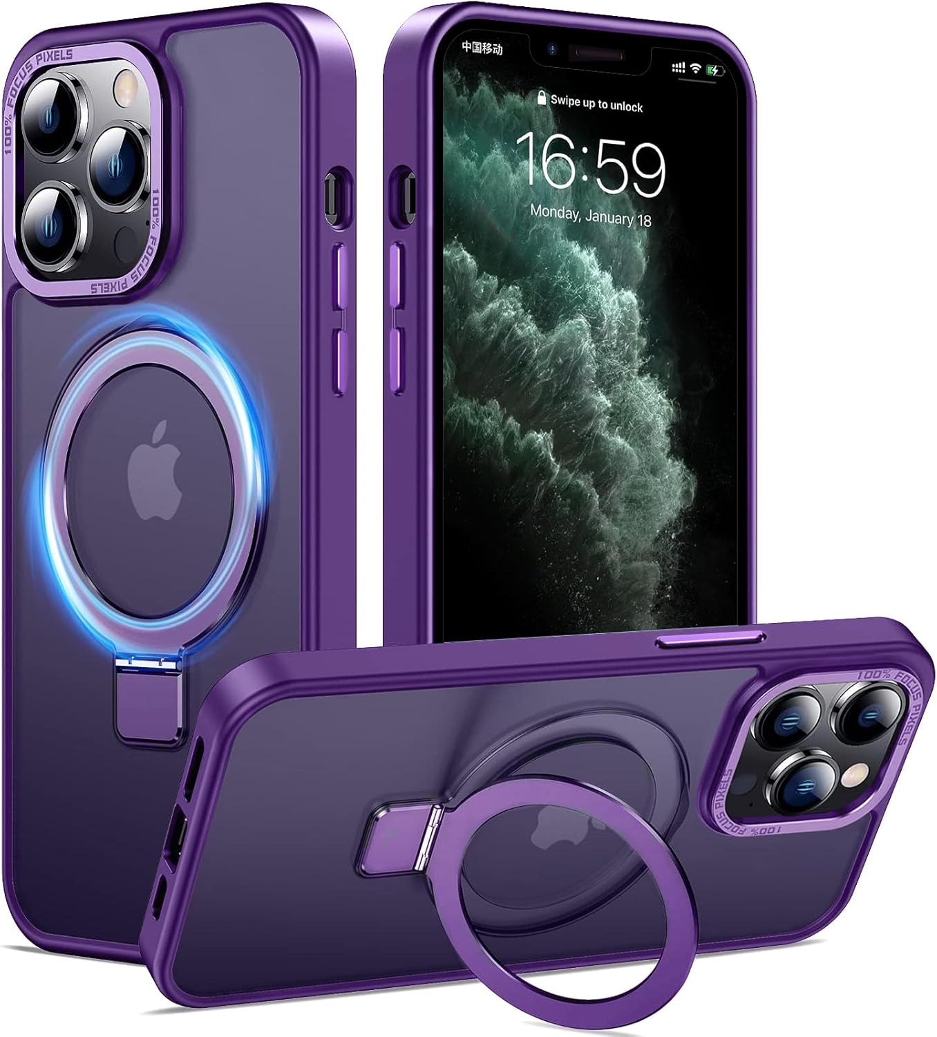 Eligo for iPhone 12 Pro Max Magnetic Case with Invisible Stand, Compatible with MagSafe Shockproof Protection Cover, Translucent Matte Slim Phone Case with Magnet for Apple 12 Pro Max (2020)(Black)