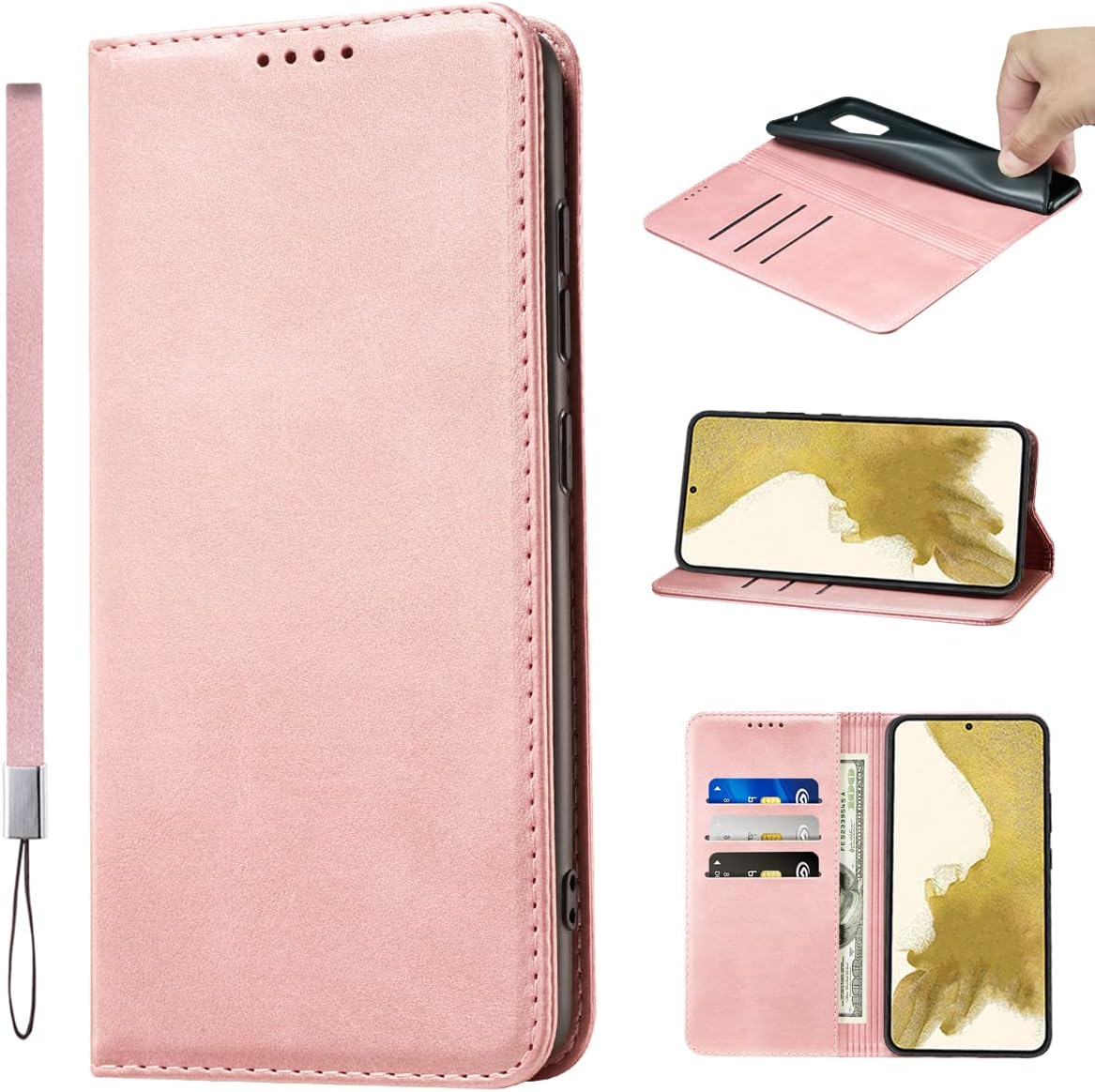 LANJLM Samsung Galaxy A53 5G Case PU Leather Wallet Case Card Holder Shockproof Flip Cover - Brown khaki
