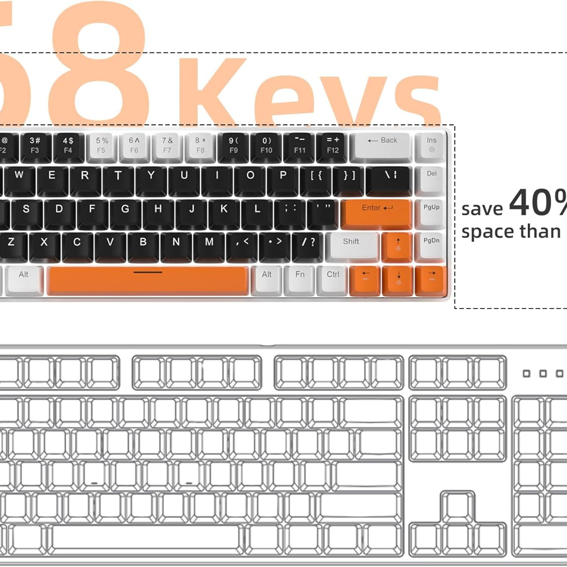 MageGee Portable 60% Mechanical Gaming Keyboard (Grey/Blue Switch)