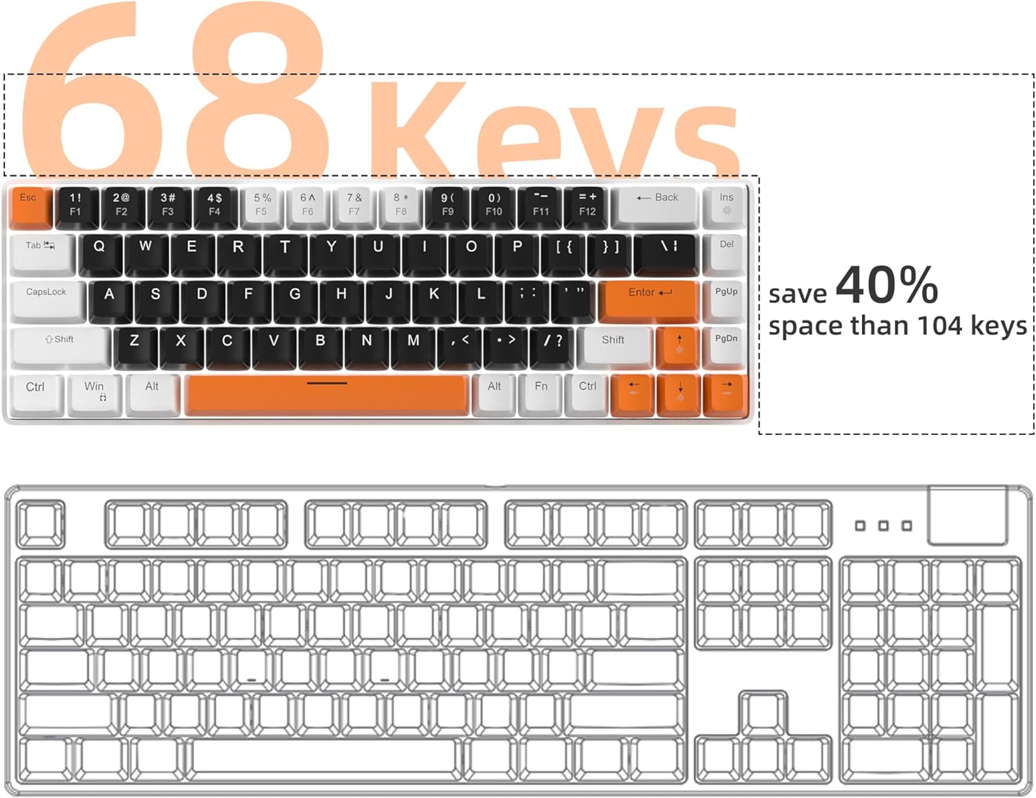 MageGee Portable 60% Mechanical Gaming Keyboard (Grey/Blue Switch)