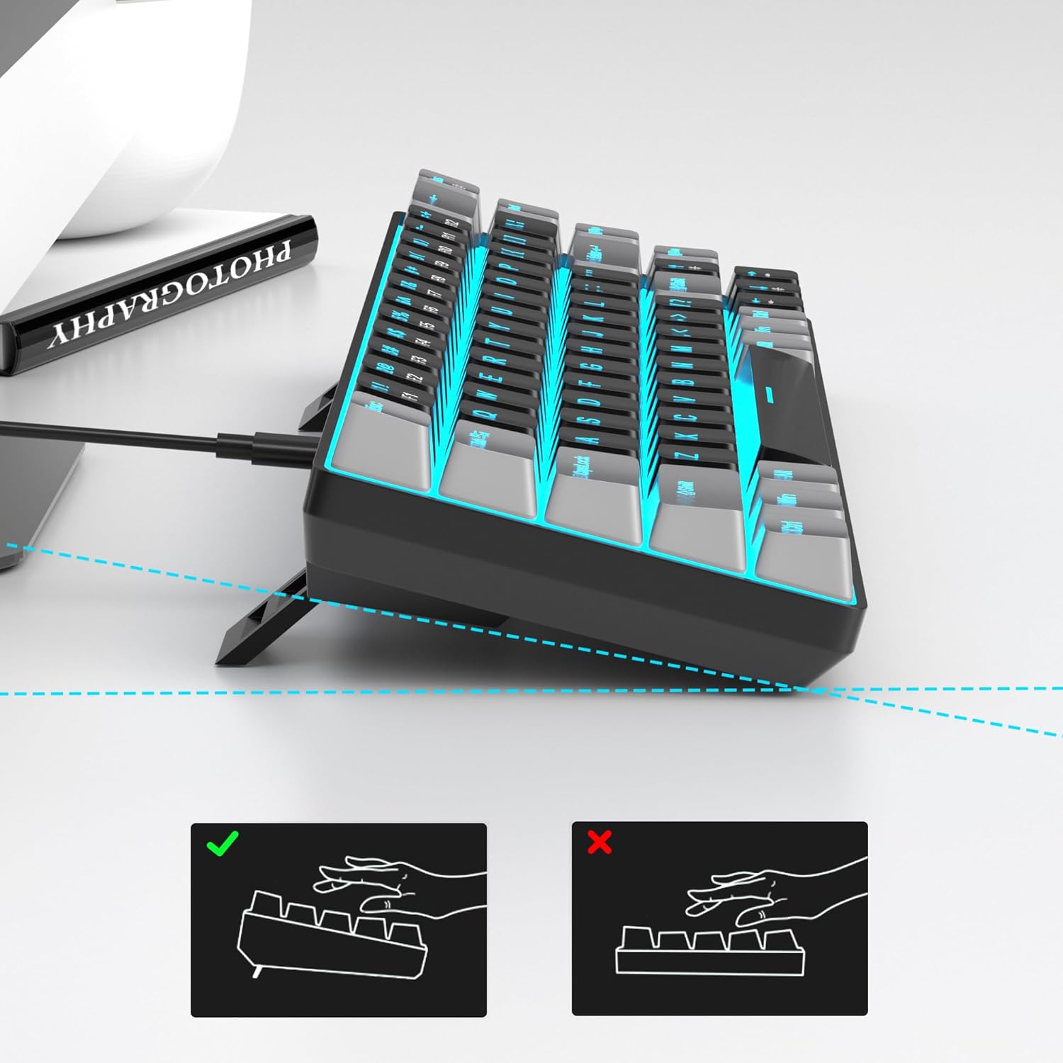 MageGee Portable 60% Mechanical Gaming Keyboard (Grey/Blue Switch)