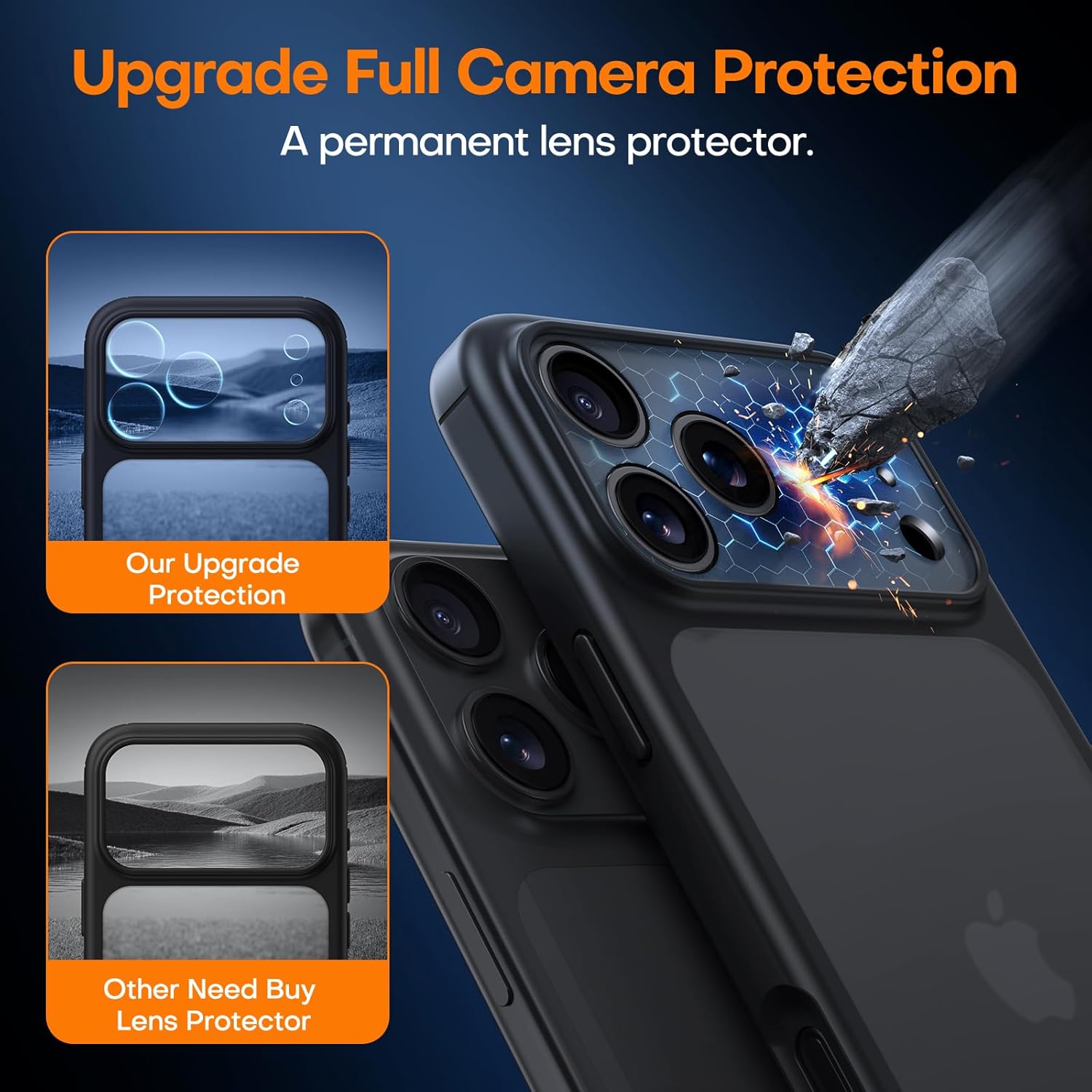 TAURI for iPhone 17 Pro Case with 1-Pack Screen Protector, Camera Lens Full Protection, Military-Grade Protection, Shockproof Transparent Back Bumper Phone Cover - Clear