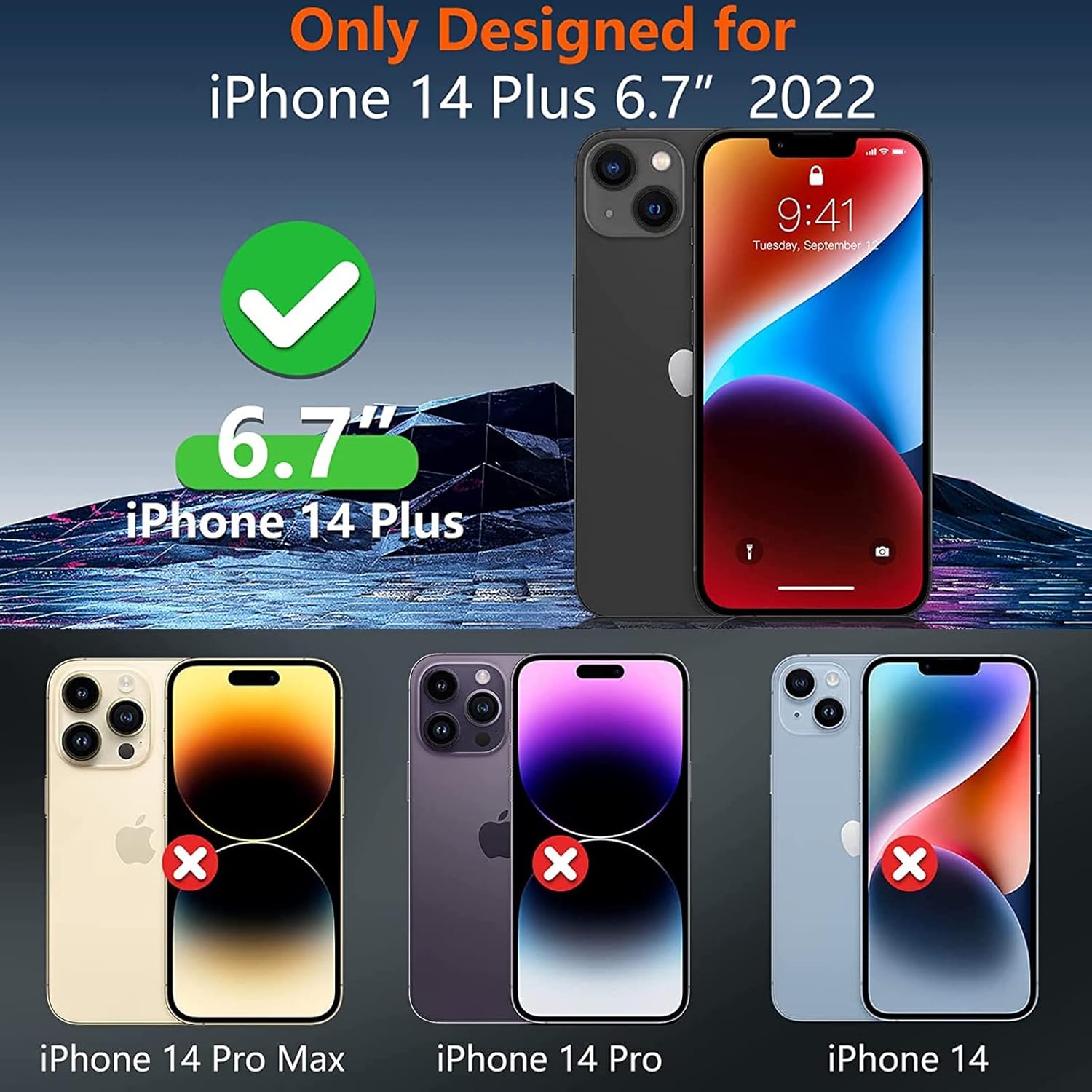 Compatible with iPhone 14 Plus Case with Stand, Multi-Functional Magnetic Vertical & Horizontal Kickstand Protective Phone Case, Candy Color Slim Cute Hybrid Cover (Black, iphone 14 plus)