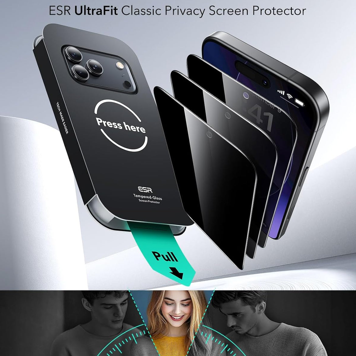 ESR 3 Pack for iPhone 17 Pro Max Screen Protectors Tempered Glass, High Clarity, 9H Hardness Scratch Resistant, Full Coverage, Military-Grade, Shatterproof, Screen Guard with Ultra Fit Tray