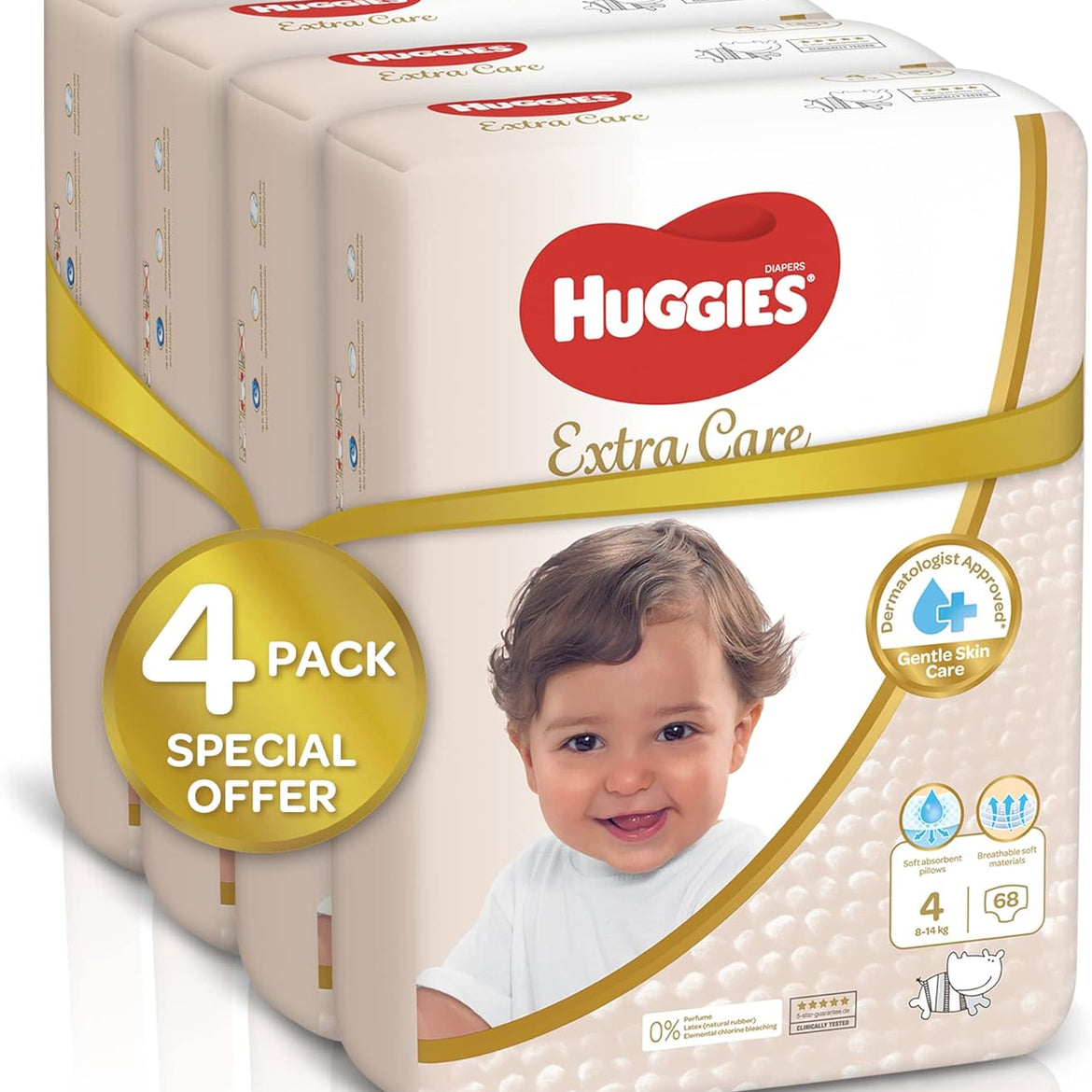 Huggies Extra Care, Size 4, 8-14 kg, Twin Jumbo Pack, 136 Diapers