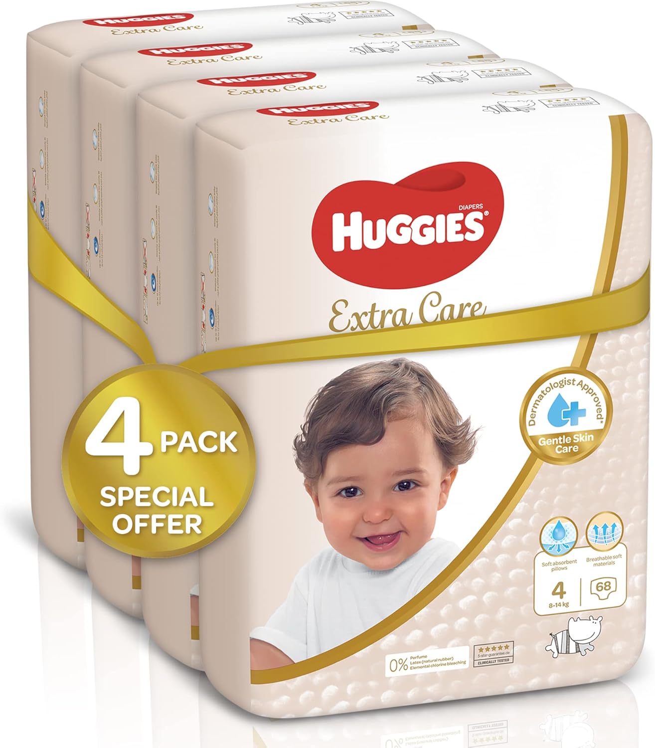 Huggies Extra Care, Size 4, 8-14 kg, Twin Jumbo Pack, 136 Diapers