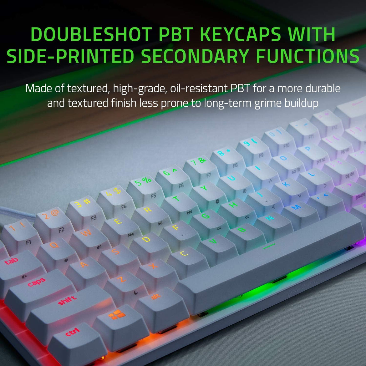 Razer Huntsman Mini 60% Compact Gaming Keyboard: Purple Switch, Clicky Optical-Mechanical Switches, Doubleshot PBT Keycaps, Detachable USB-C Cable, US Layout - Black