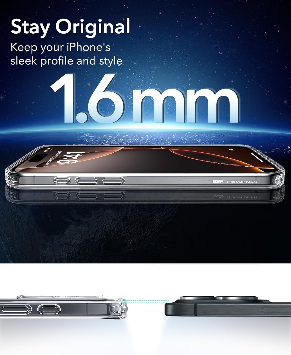 ESR for iPhone 17 Pro Case, Camera Control Cover, Compatible with MagSafe Accessories, Military-Grade Drop Protection, Shock-Absorbing Air Guard Corners, Hybrid Series, Clear