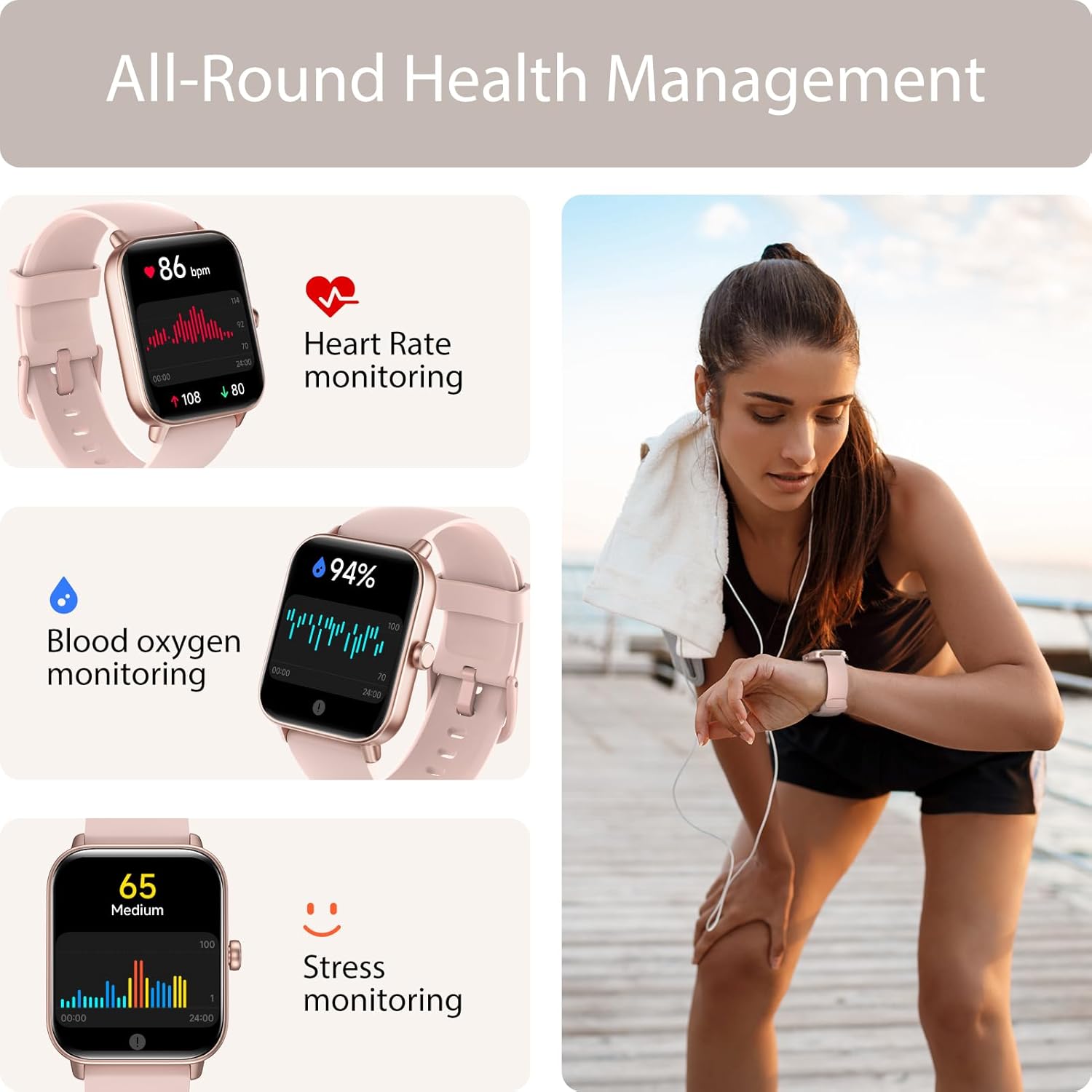 Smart Watch for Men Women (Answer/Make Call), Alexa Built-in, 1.8" Touch Screen Fitness Watch with SpO2 Sleep Monitor, 100 Sport, IP68 Waterproof Step Counter Smartwatch for iOS Android