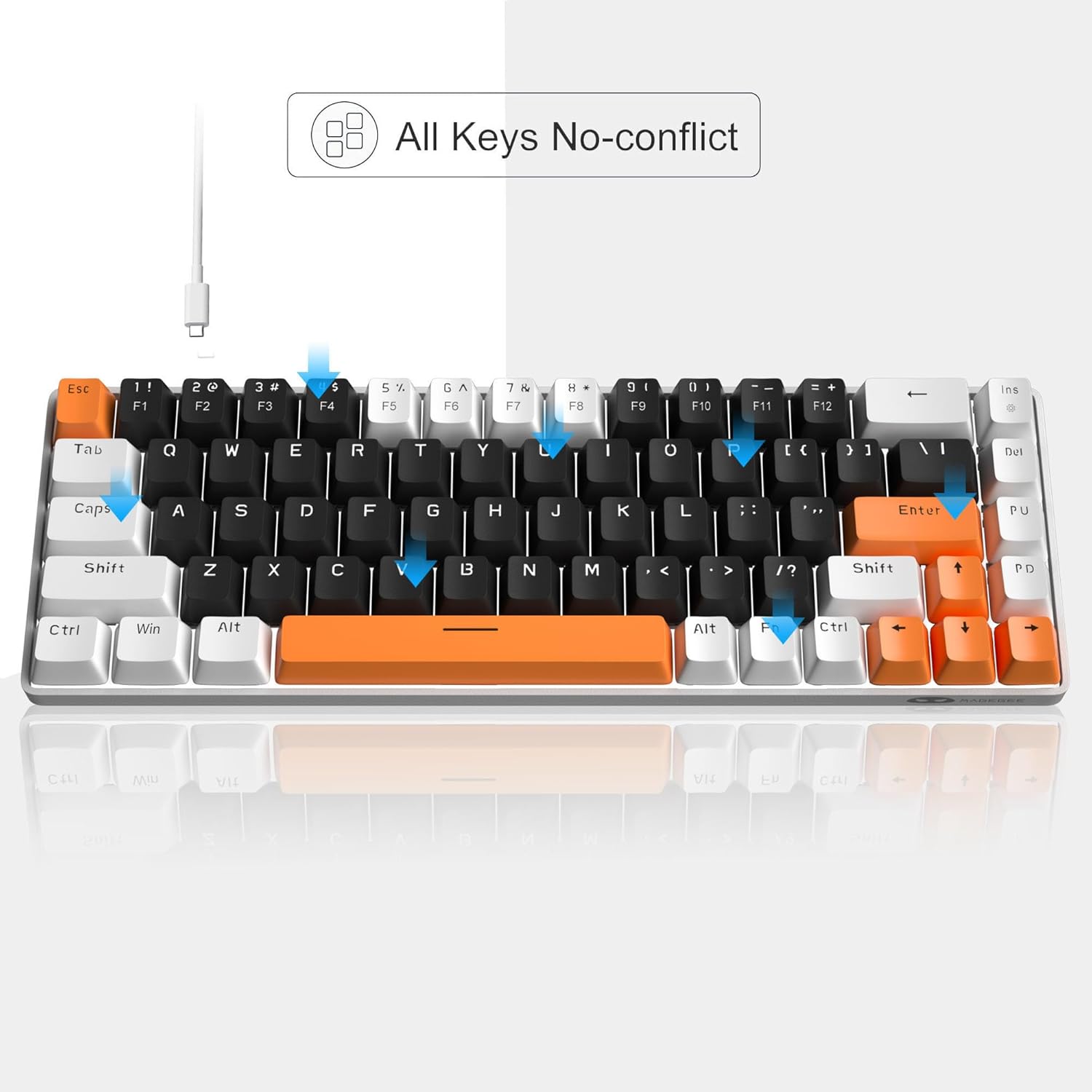 MageGee Portable 60% Mechanical Gaming Keyboard (Grey/Blue Switch)
