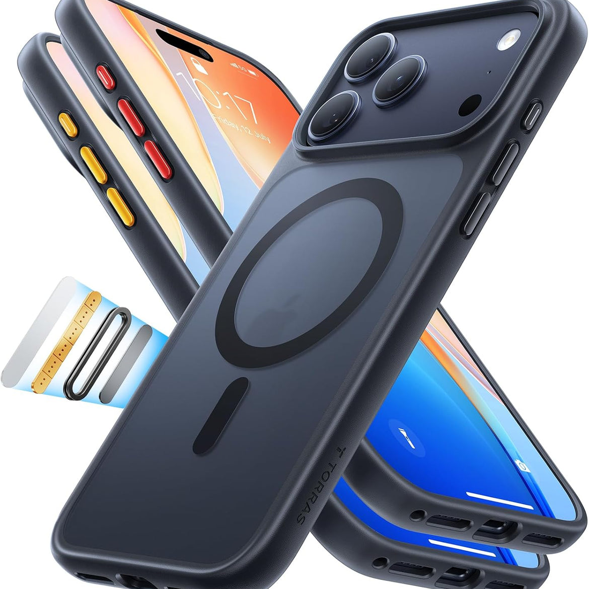 TORRAS Magnetic Shockproof for iPhone 17 Pro Case, Compatible with Magsafe, Military-Grade Drop Tested, Translucent Slim Protective for iPhone 17 Pro Case Anti-Fingerprint Anti-Scratch, Deep Blue