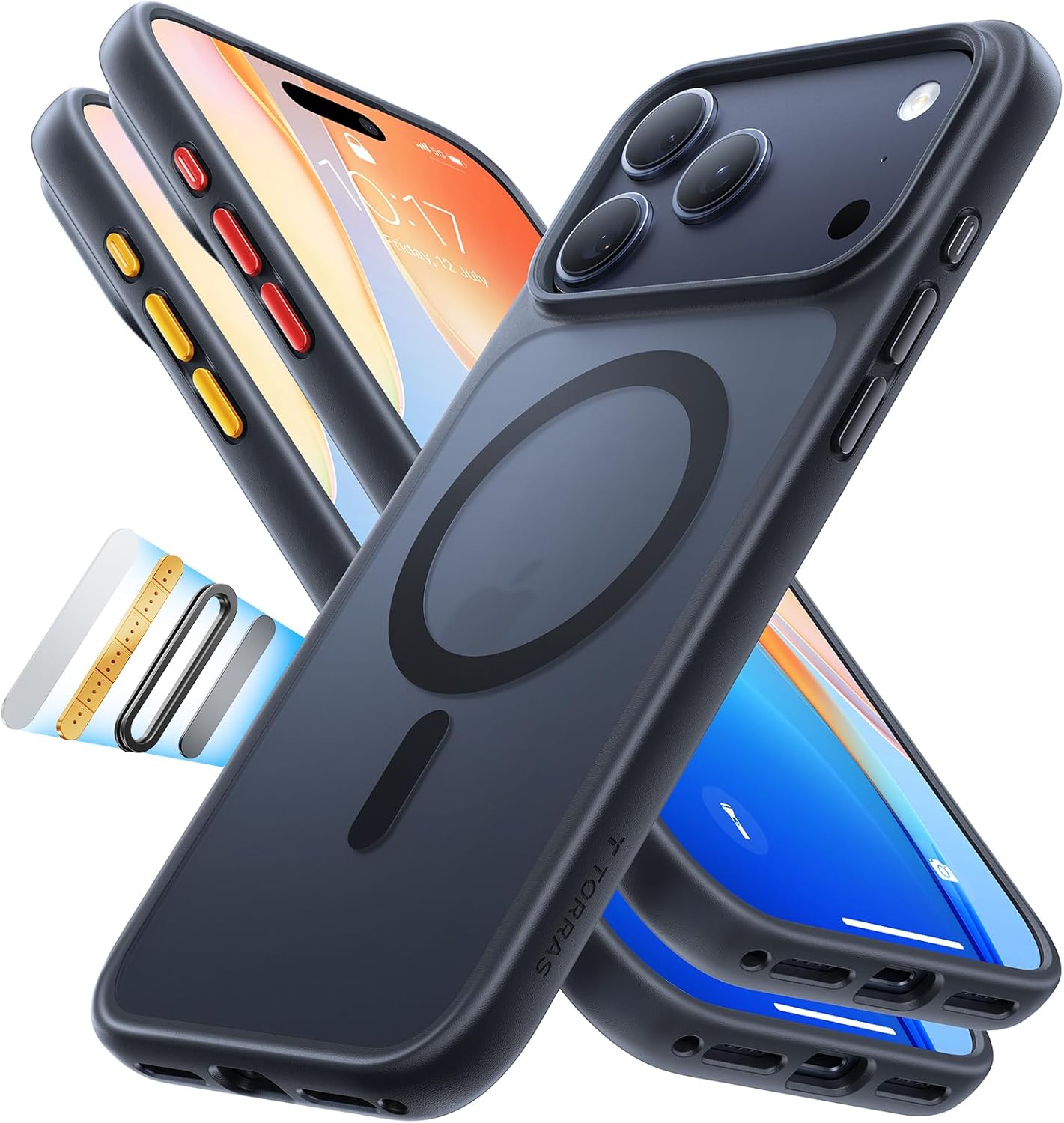 TORRAS Magnetic Shockproof for iPhone 17 Pro Case, Compatible with Magsafe, Military-Grade Drop Tested, Translucent Slim Protective for iPhone 17 Pro Case Anti-Fingerprint Anti-Scratch, Deep Blue