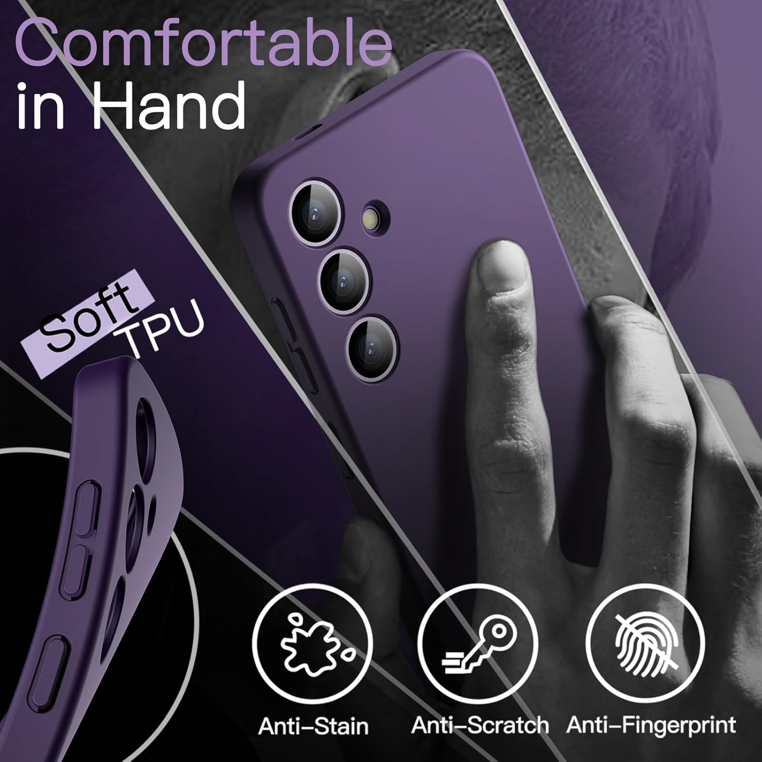 JETech Slim Fit Case for Samsung Galaxy S24 5G, Camera Lens Full Protection, Soft TPU Thin Protective Phone Cover with Matte Finish, Shockproof (Black)