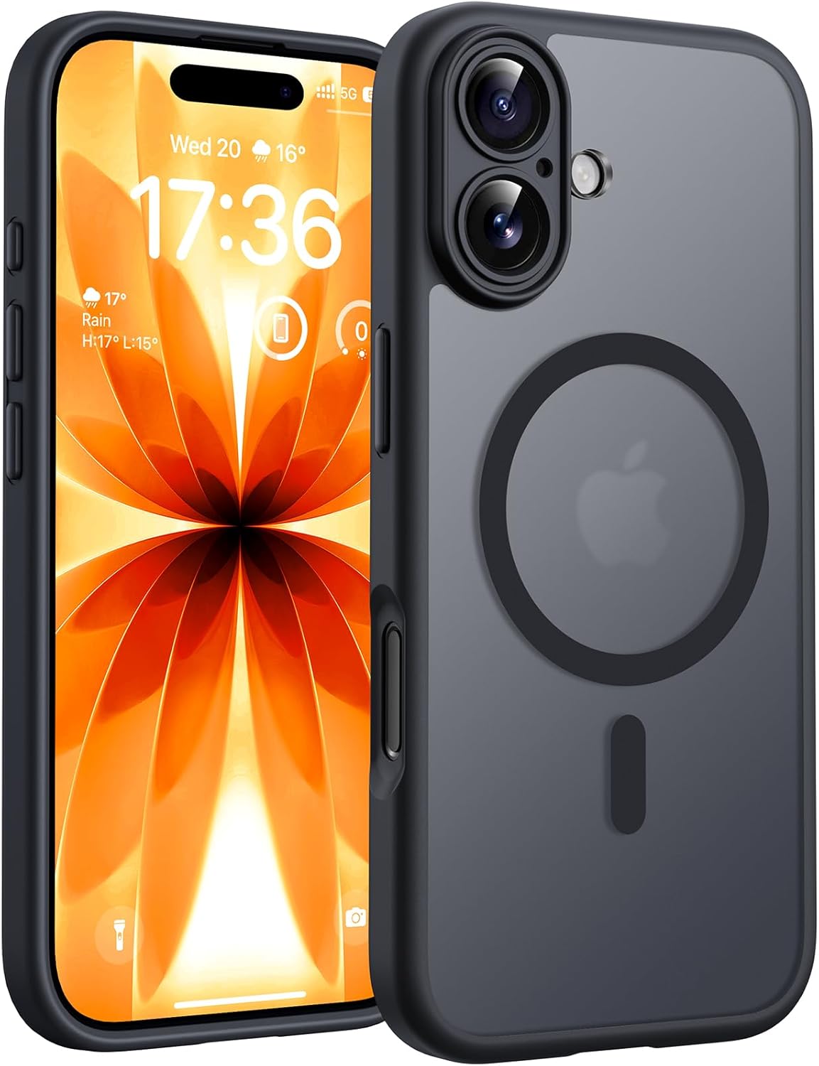 TOCOL for iPhone 17 Pro Max Case 6.9-inch, Built-in Magnetic Ring, Upgraded Camera Protection, Compatible with Magsafe, Military Grade Shockproof, Non-slip Translucent Matte Case, Black