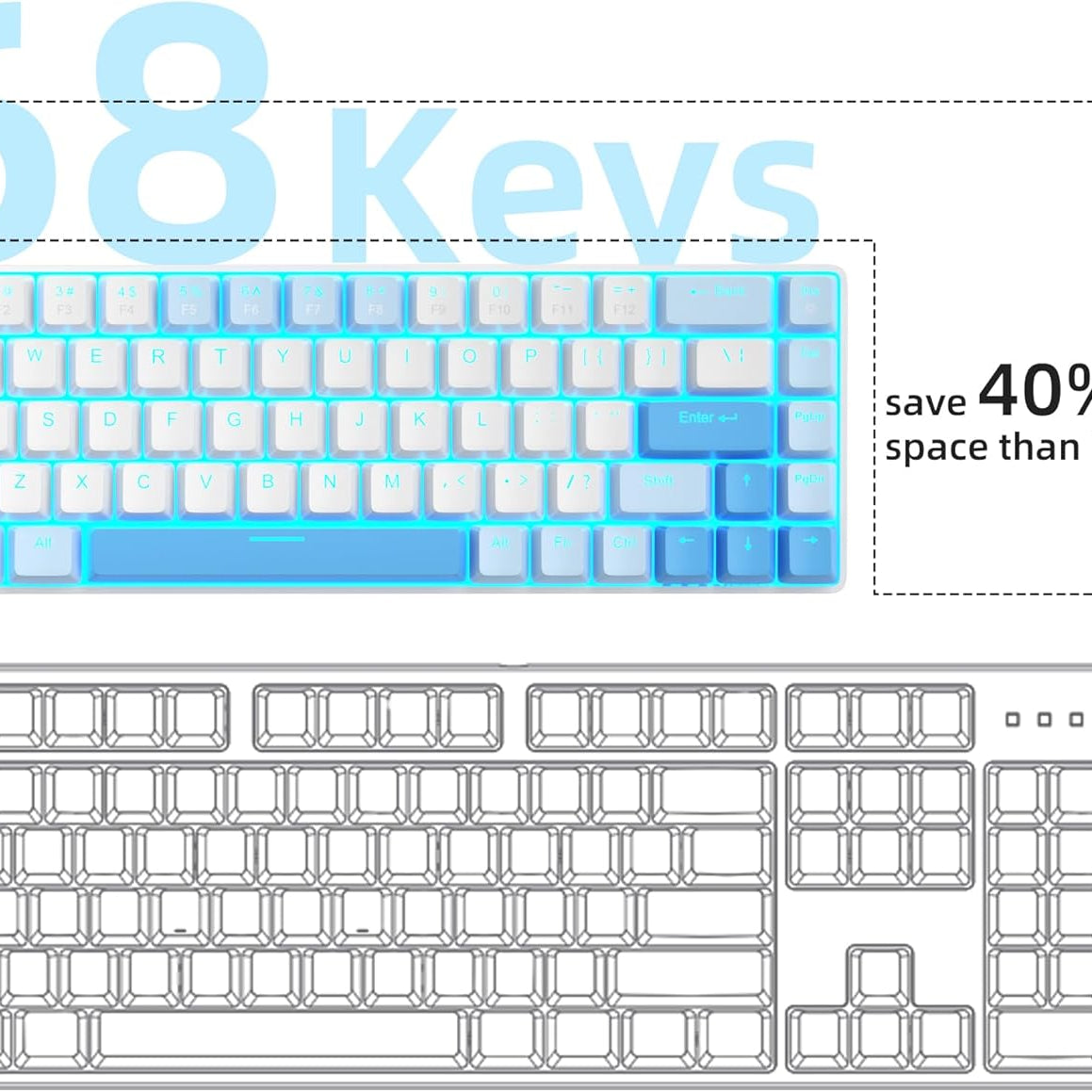 MageGee Portable 60% Mechanical Gaming Keyboard (Grey/Blue Switch)