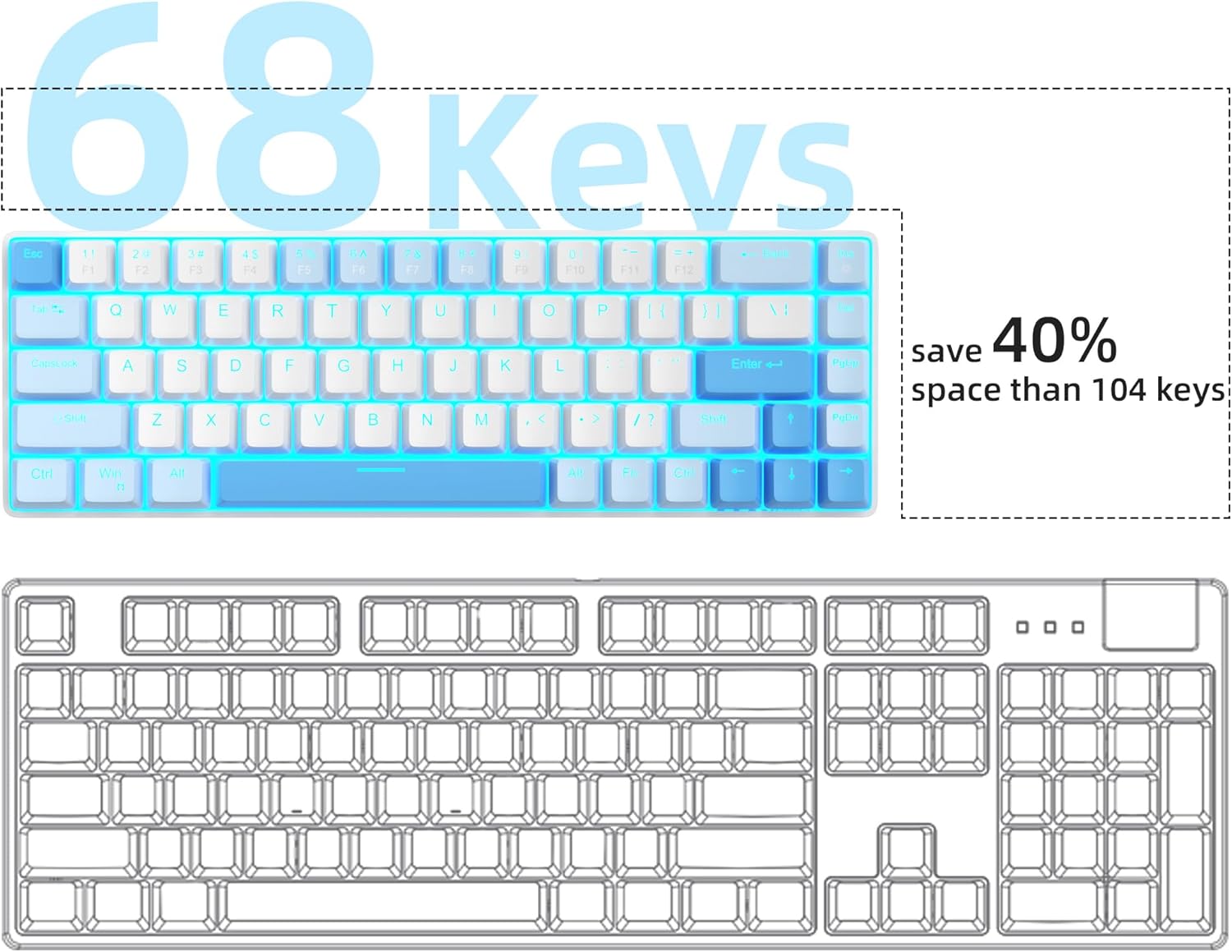 MageGee Portable 60% Mechanical Gaming Keyboard (Grey/Blue Switch)