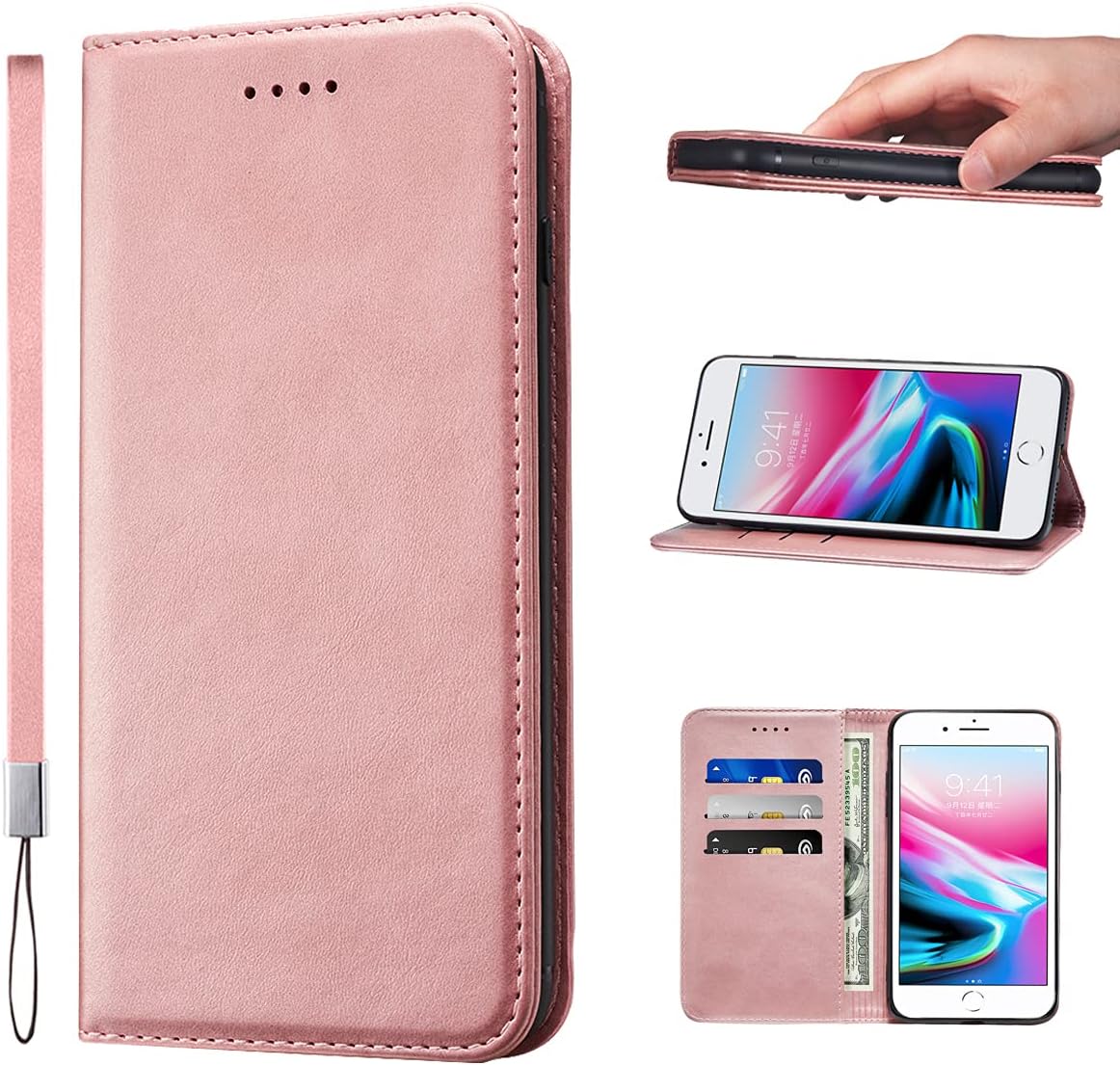 LANJLM Samsung Galaxy A53 5G Case PU Leather Wallet Case Card Holder Shockproof Flip Cover - Brown khaki