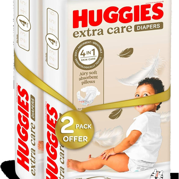 Huggies Extra Care, Size 4, 8-14 kg, Twin Jumbo Pack, 136 Diapers
