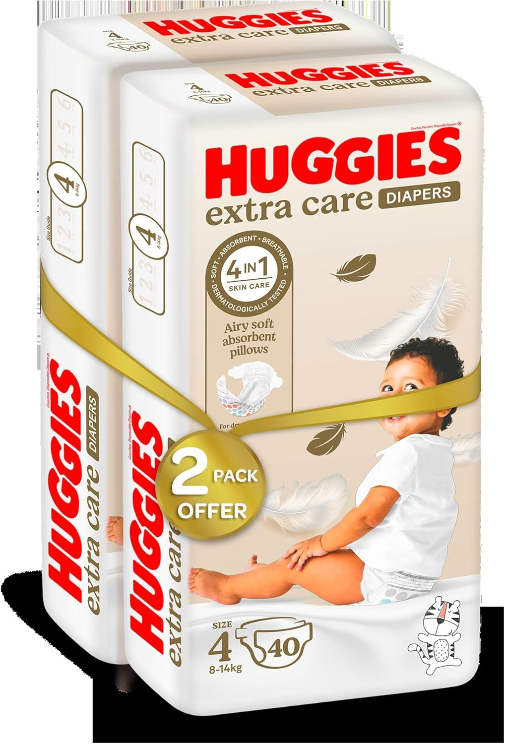 Huggies Extra Care, Size 4, 8-14 kg, Twin Jumbo Pack, 136 Diapers
