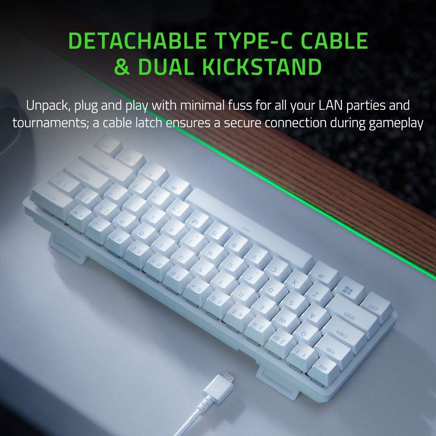 Razer Huntsman Mini 60% Compact Gaming Keyboard: Purple Switch, Clicky Optical-Mechanical Switches, Doubleshot PBT Keycaps, Detachable USB-C Cable, US Layout - Black