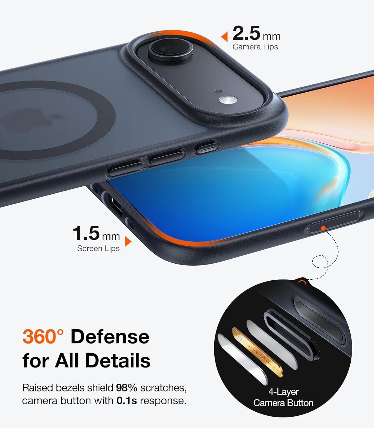 TORRAS Magnetic Shockproof for iPhone 17 Pro Case, Compatible with Magsafe, Military-Grade Drop Tested, Translucent Slim Protective for iPhone 17 Pro Case Anti-Fingerprint Anti-Scratch, Deep Blue