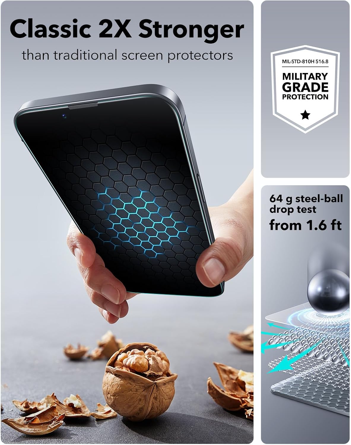 ESR 3 Pack for iPhone 17 Pro Max Screen Protectors Tempered Glass, High Clarity, 9H Hardness Scratch Resistant, Full Coverage, Military-Grade, Shatterproof, Screen Guard with Ultra Fit Tray