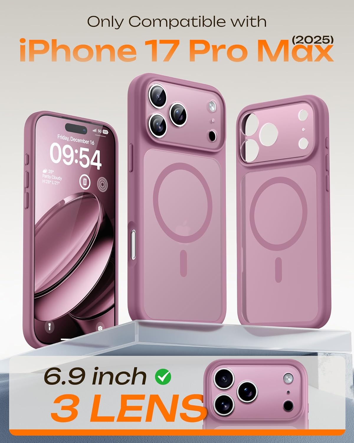 TOCOL for iPhone 17 Pro Max Case 6.9-inch, Built-in Magnetic Ring, Upgraded Camera Protection, Compatible with Magsafe, Military Grade Shockproof, Non-slip Translucent Matte Case, Black