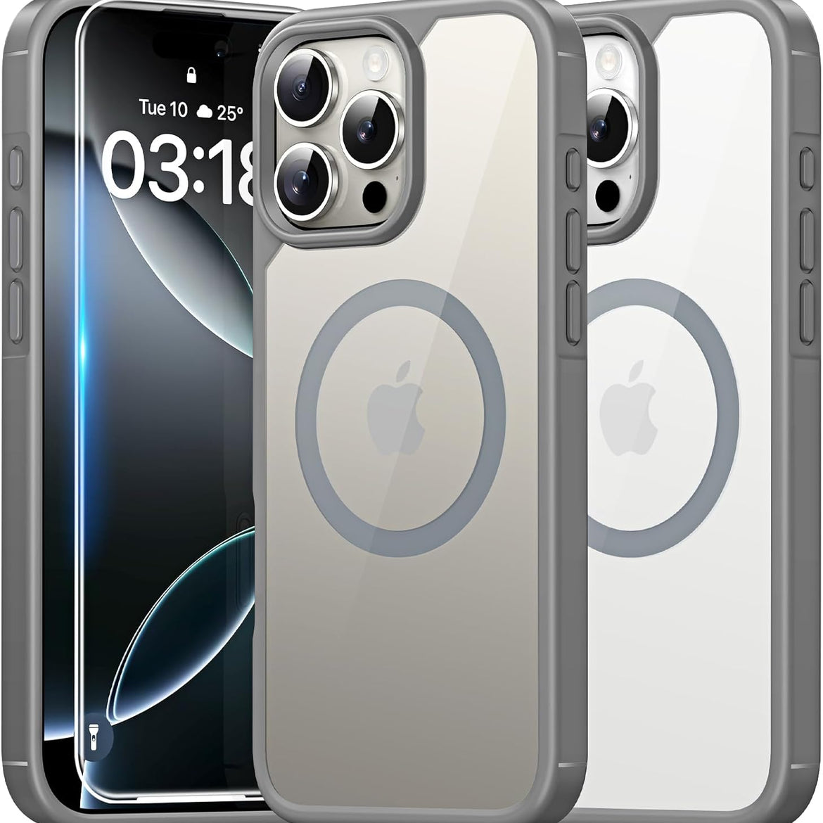 TAURI for iPhone 17 Pro Case with 1-Pack Screen Protector, Camera Lens Full Protection, Military-Grade Protection, Shockproof Transparent Back Bumper Phone Cover - Clear
