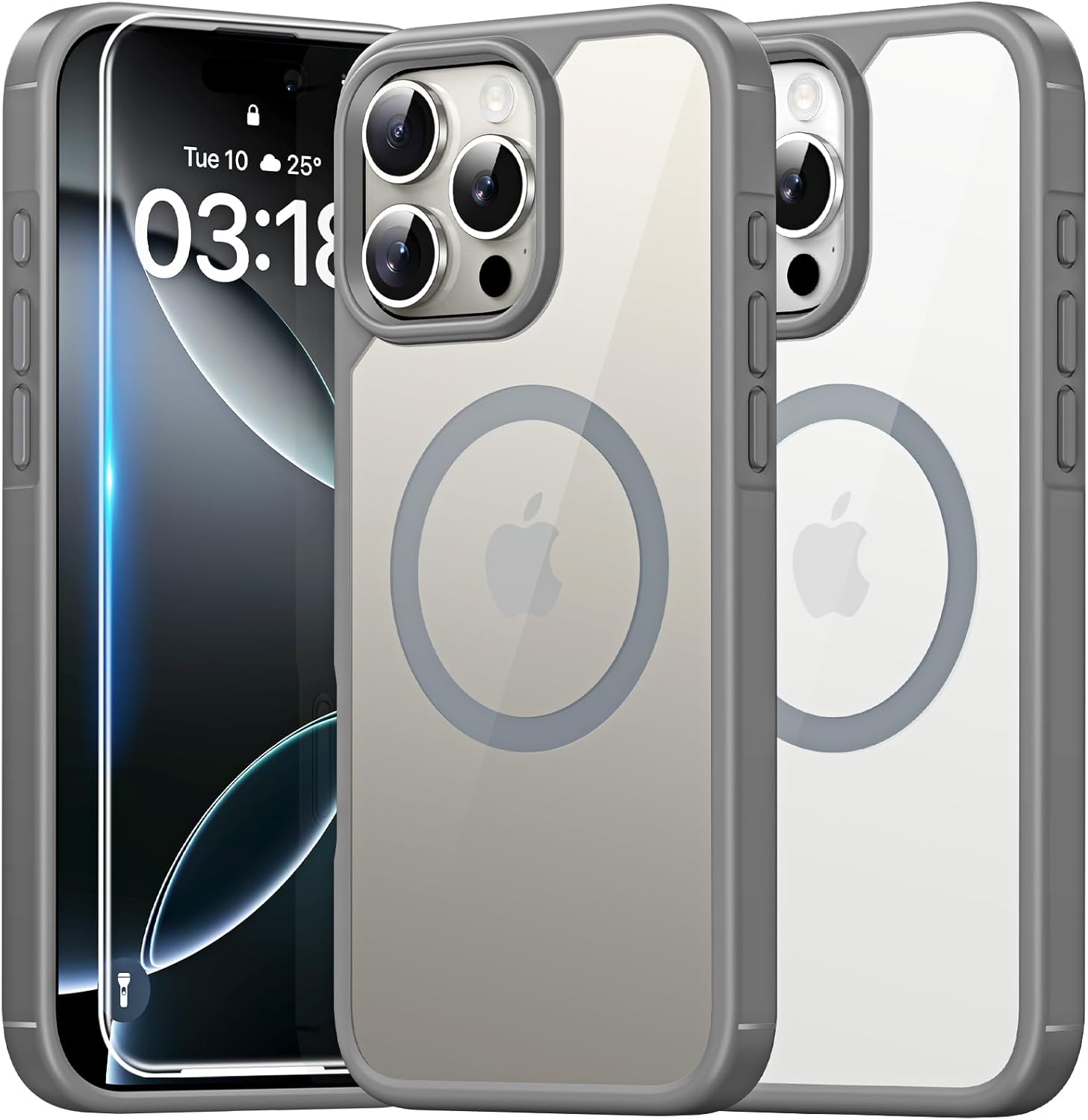 TAURI for iPhone 17 Pro Case with 1-Pack Screen Protector, Camera Lens Full Protection, Military-Grade Protection, Shockproof Transparent Back Bumper Phone Cover - Clear