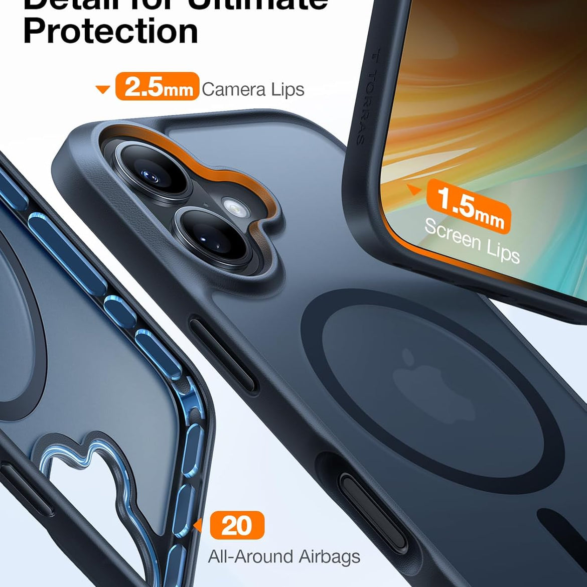 TORRAS Magnetic Shockproof for iPhone 17 Pro Case, Compatible with Magsafe, Military-Grade Drop Tested, Translucent Slim Protective for iPhone 17 Pro Case Anti-Fingerprint Anti-Scratch, Deep Blue