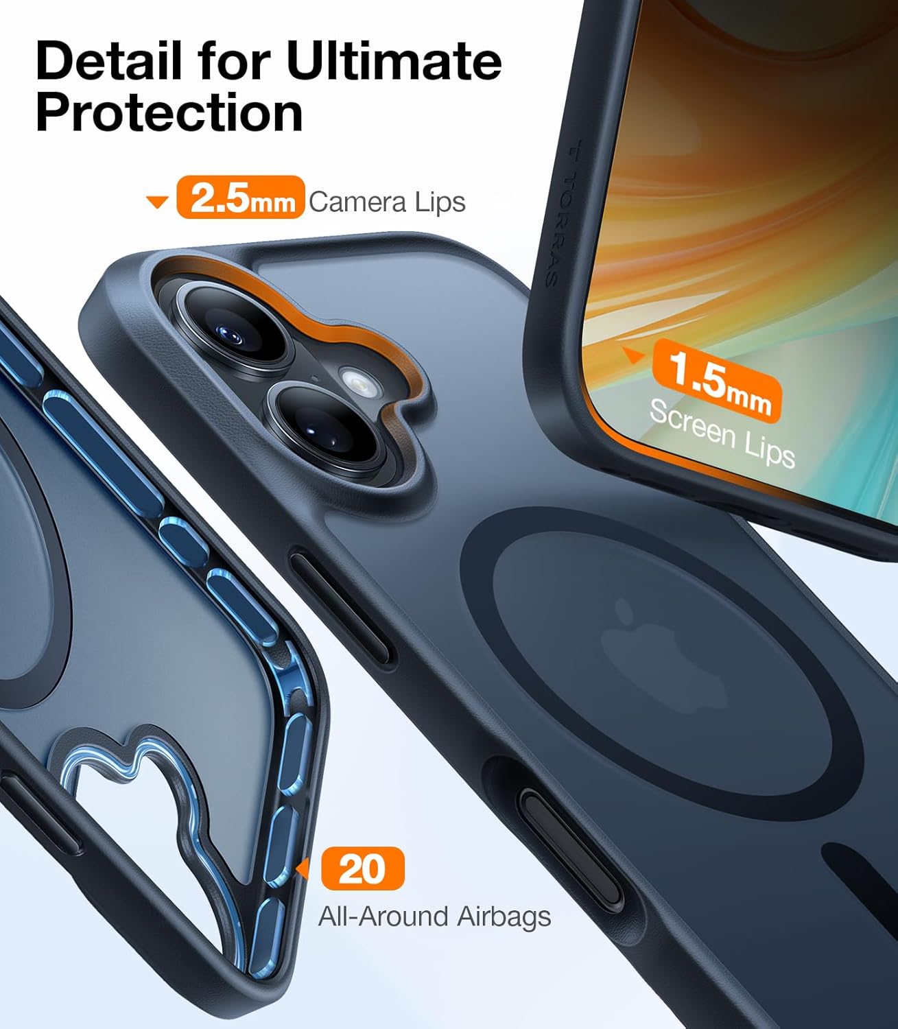 TORRAS Magnetic Shockproof for iPhone 17 Pro Case, Compatible with Magsafe, Military-Grade Drop Tested, Translucent Slim Protective for iPhone 17 Pro Case Anti-Fingerprint Anti-Scratch, Deep Blue
