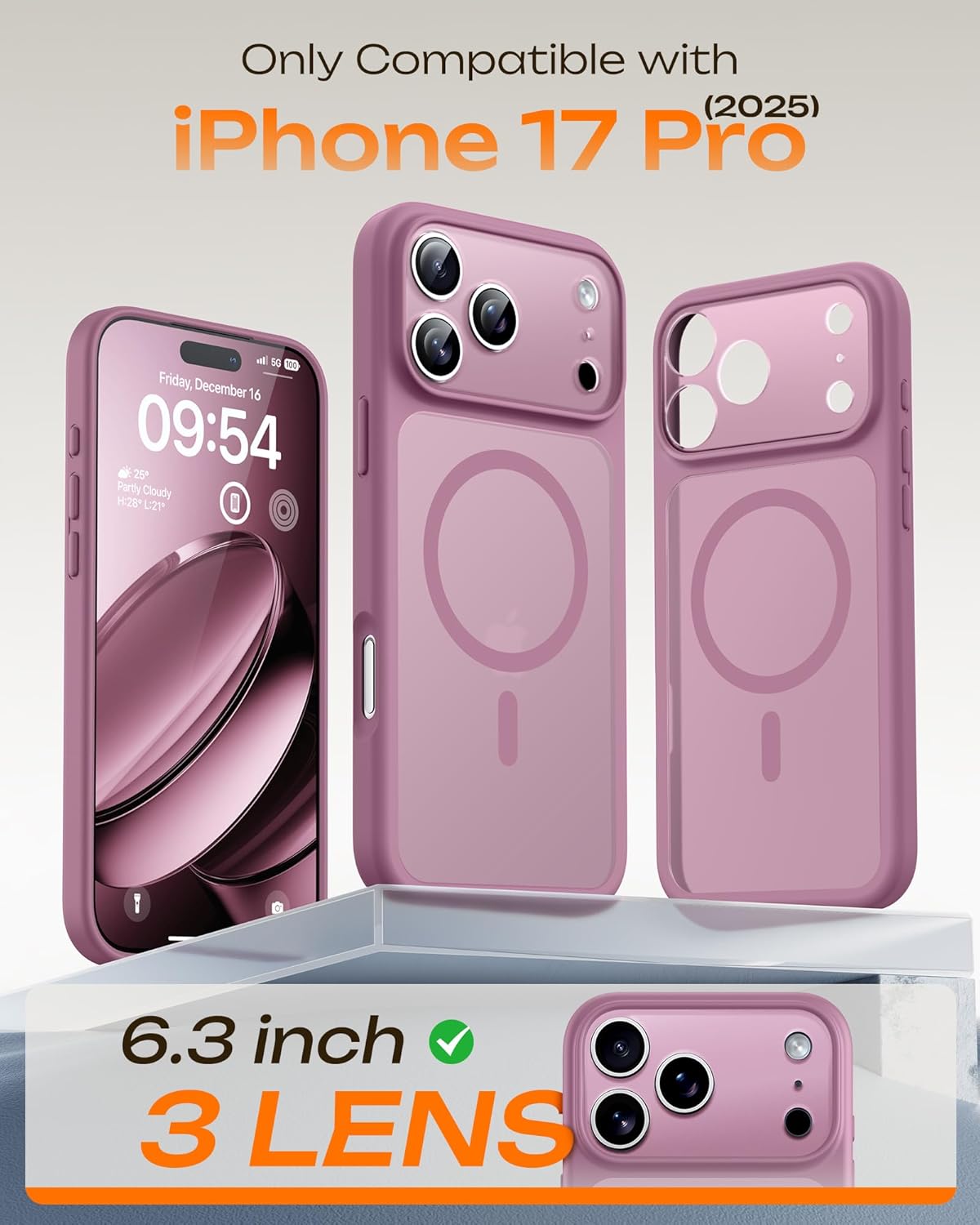 TOCOL for iPhone 17 Pro Max Case 6.9-inch, Built-in Magnetic Ring, Upgraded Camera Protection, Compatible with Magsafe, Military Grade Shockproof, Non-slip Translucent Matte Case, Black