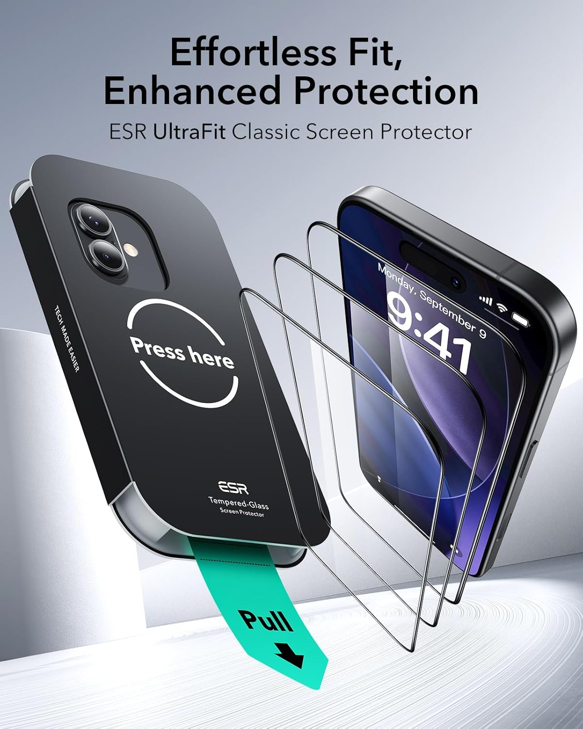 ESR 3 Pack for iPhone 17 Pro Max Screen Protectors Tempered Glass, High Clarity, 9H Hardness Scratch Resistant, Full Coverage, Military-Grade, Shatterproof, Screen Guard with Ultra Fit Tray