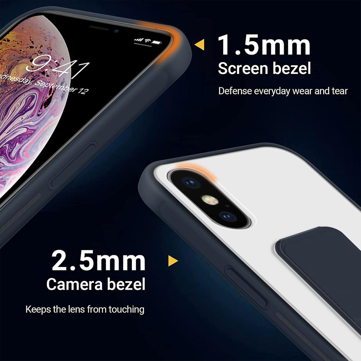 INFOSUN for iPhone 14 Pro Case Stand Cover Matte Cases with Frosted Back Hand Grip Kickstand Cover Holder Shockproof Translucent Design for iPhone 14 Pro (6.1 Inch) (2022) (Black)