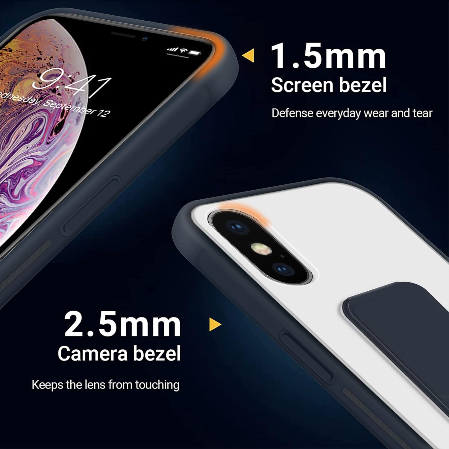 INFOSUN for iPhone 14 Pro Case Stand Cover Matte Cases with Frosted Back Hand Grip Kickstand Cover Holder Shockproof Translucent Design for iPhone 14 Pro (6.1 Inch) (2022) (Black)