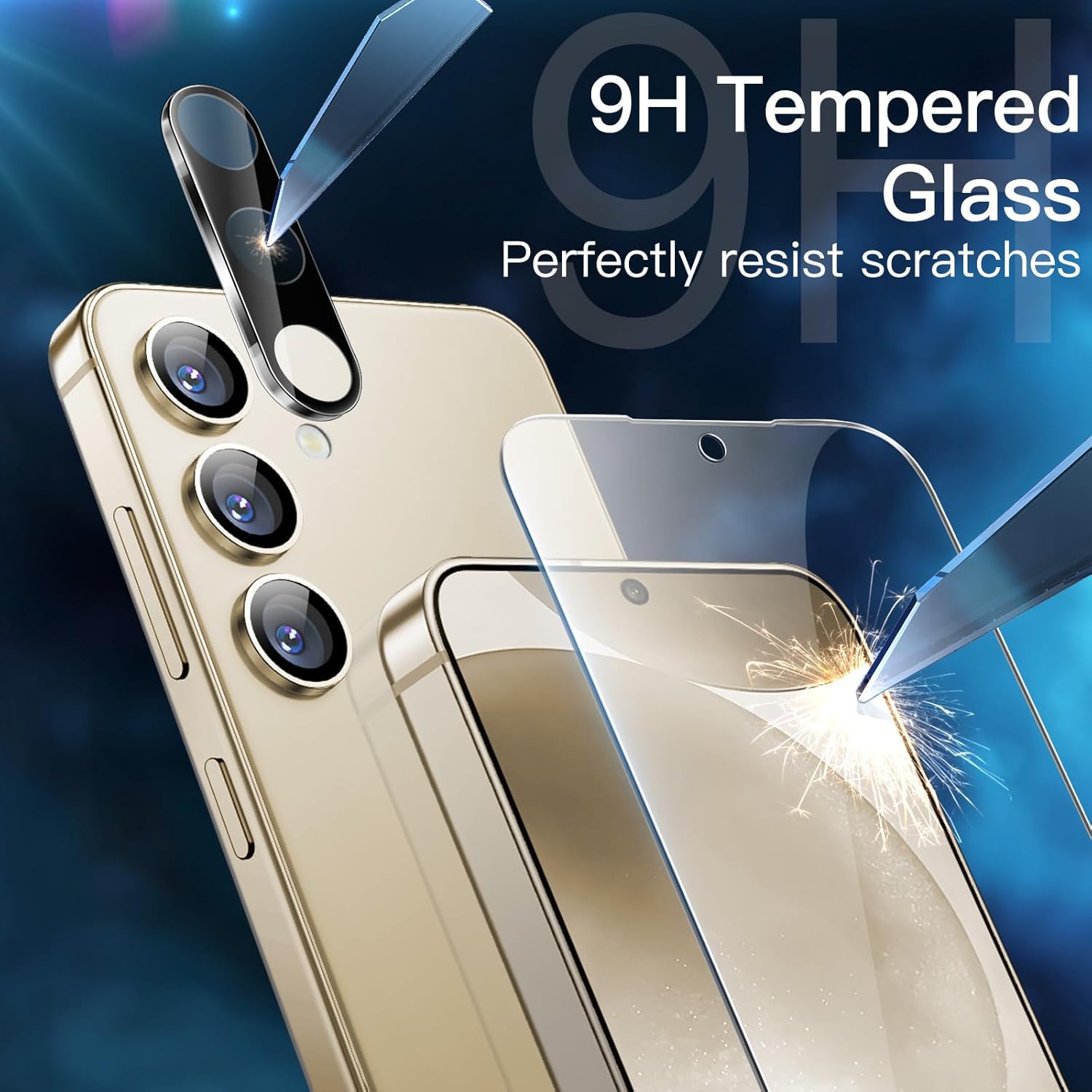 JETech 5 in 1 Matte Case for Samsung Galaxy S24 Ultra 5G with 2-Pack Screen Protector and Camera Lens Protector, Translucent Back Protective Phone Cover, Tempered Glass Film (Black)