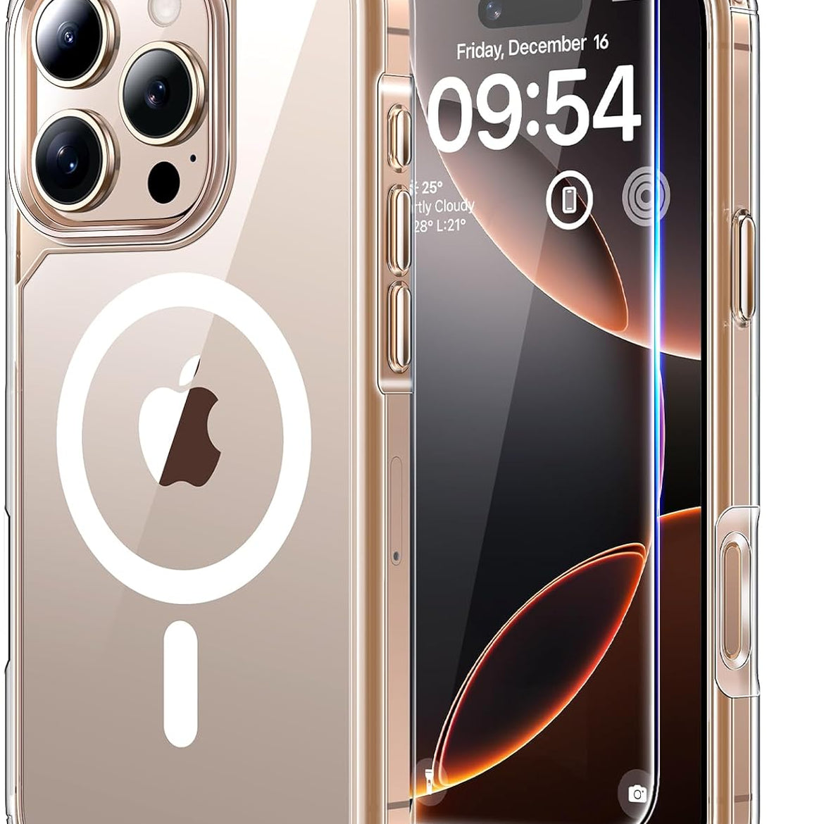 TAURI for iPhone 17 Pro Case with 1-Pack Screen Protector, Camera Lens Full Protection, Military-Grade Protection, Shockproof Transparent Back Bumper Phone Cover - Clear