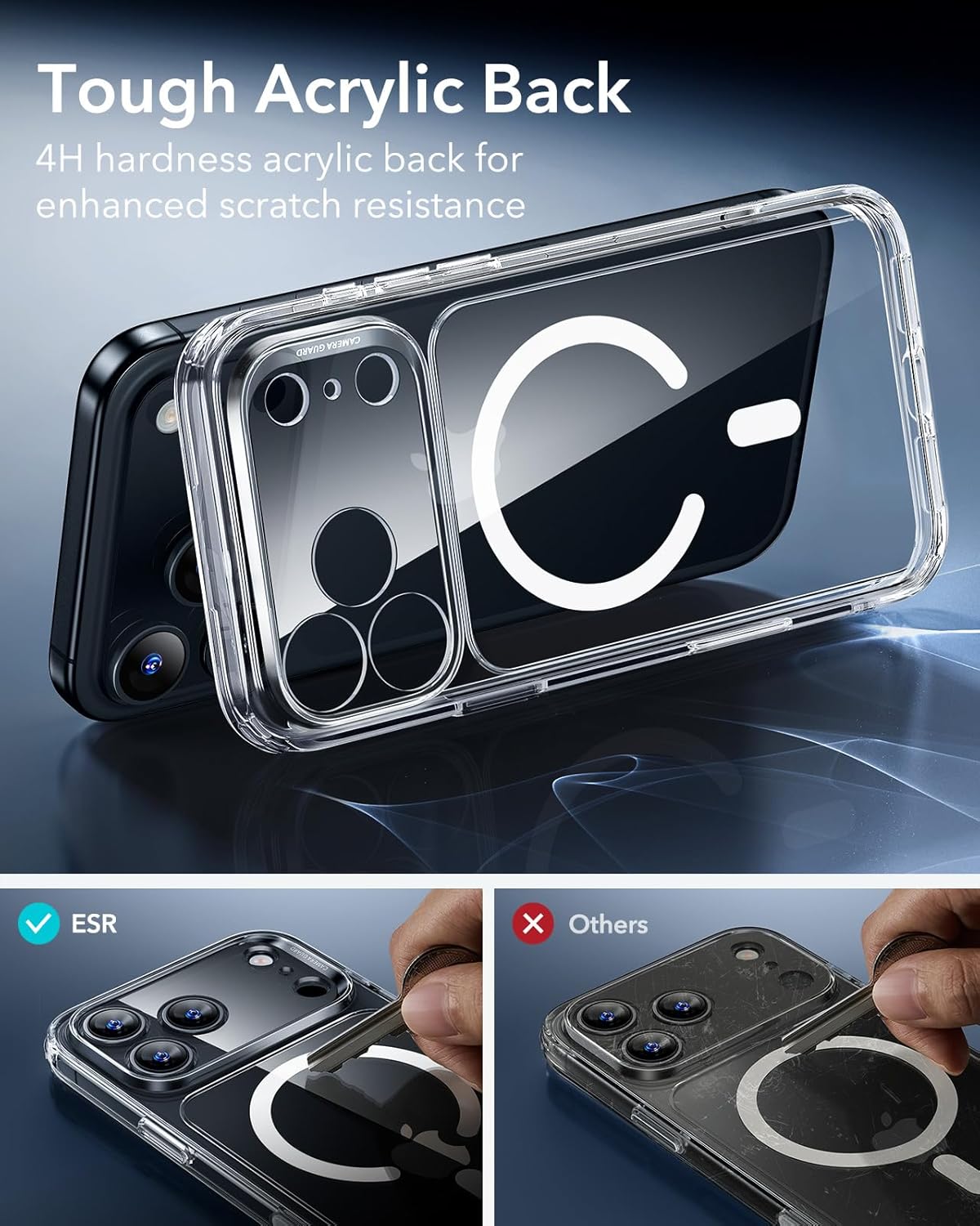 ESR for iPhone 17 Pro Case, Camera Control Cover, Compatible with MagSafe Accessories, Military-Grade Drop Protection, Shock-Absorbing Air Guard Corners, Hybrid Series, Clear