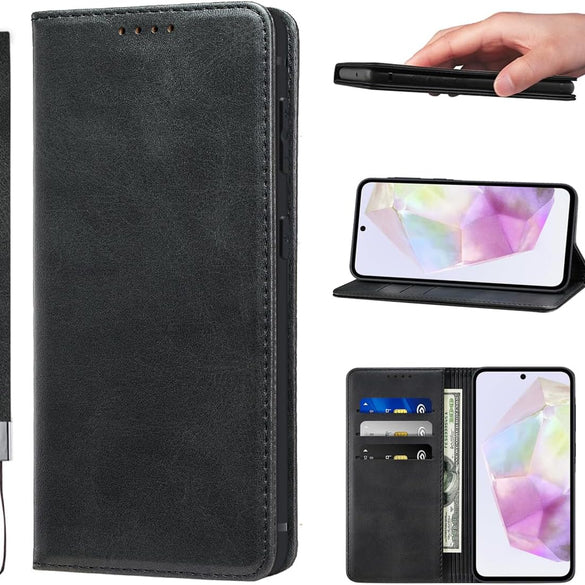 LANJLM Samsung Galaxy A53 5G Case PU Leather Wallet Case Card Holder Shockproof Flip Cover - Brown khaki