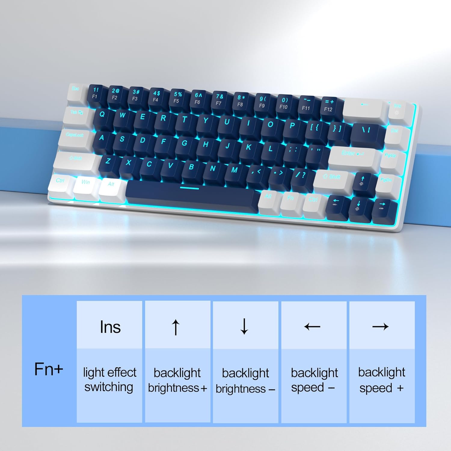 MageGee Portable 60% Mechanical Gaming Keyboard (Grey/Blue Switch)