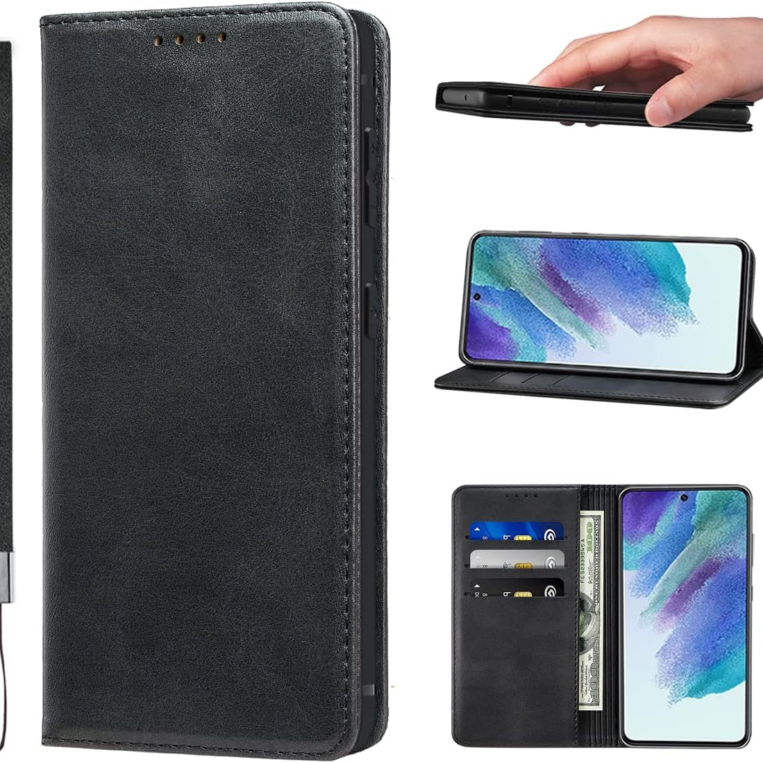 LANJLM Samsung Galaxy A53 5G Case PU Leather Wallet Case Card Holder Shockproof Flip Cover - Brown khaki