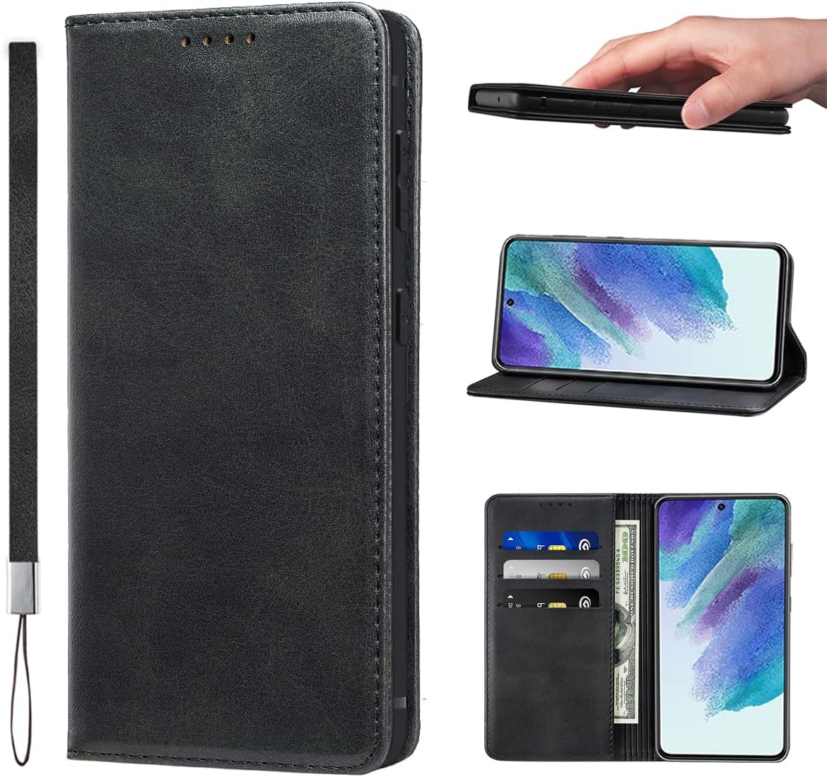 LANJLM Samsung Galaxy A53 5G Case PU Leather Wallet Case Card Holder Shockproof Flip Cover - Brown khaki