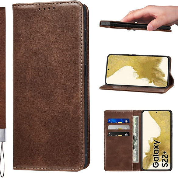 LANJLM Samsung Galaxy A53 5G Case PU Leather Wallet Case Card Holder Shockproof Flip Cover - Brown khaki