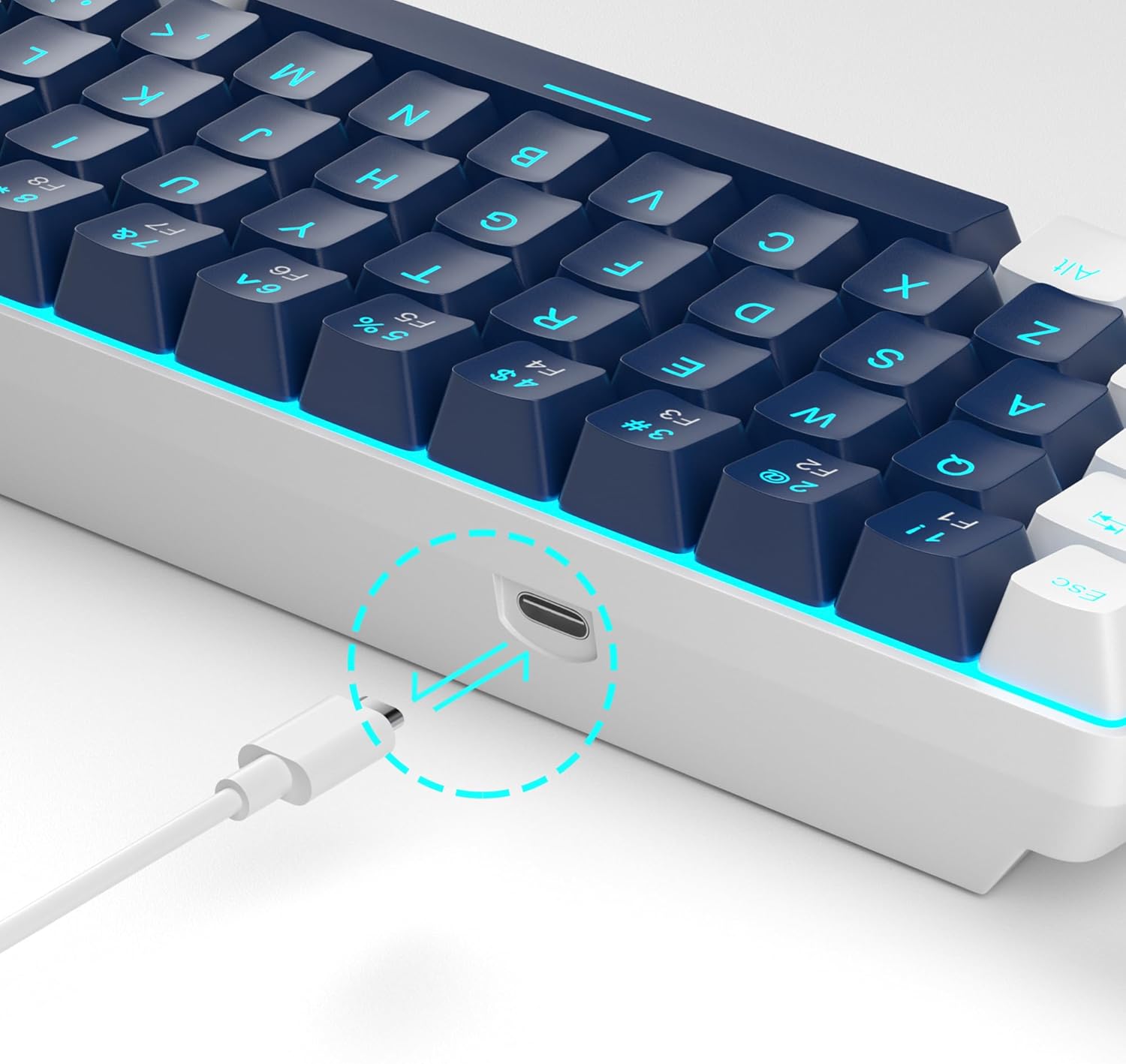 MageGee Portable 60% Mechanical Gaming Keyboard (Grey/Blue Switch)