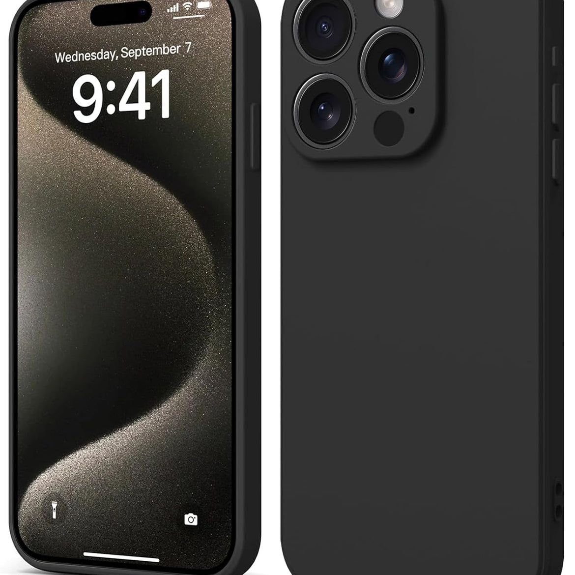 INFOSUN iPhone 15 Pro Case Silicone Protective Cover, Ultra Slim Soft Silicone Gel TPU Cover, Anti-Scratch Anti-Fingerprint Case Compatible with Apple iPhone 15 Pro(6.1Inch) (2023) (Black)